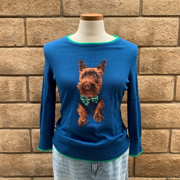 - Lands End Harbor Blue Dapper Dog sweater - Picture 2 of 7